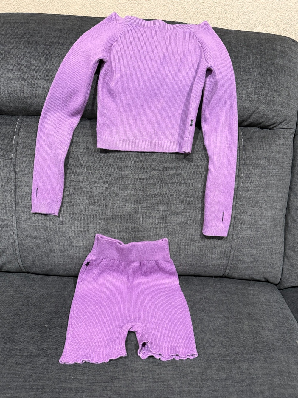 Kids Lavender Ribbed Bike Shorts - Unbranded
